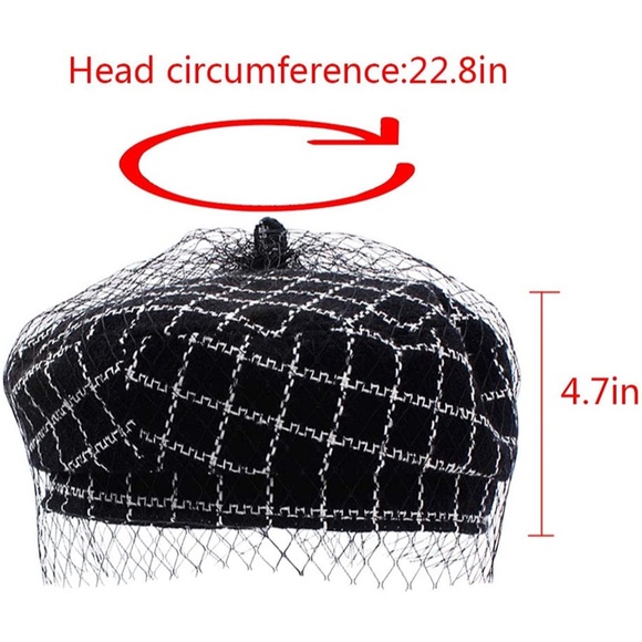 Classic Tweed Tartan Beret British Retro Artist Beanie Hat - Picture 5 of 7